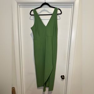 Abercrombie green plunge midi dress with leg slit